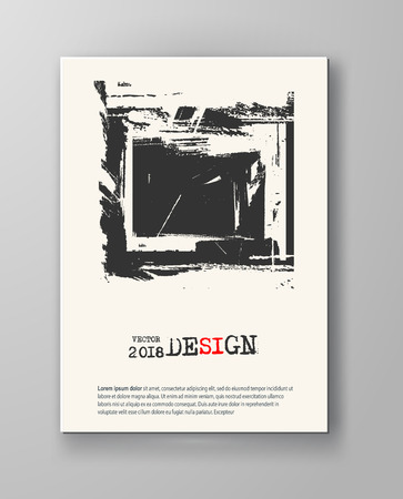 Abstract vintage poster. Simple style brochure.Grunge black and white distress texture. Vector illustration.のイラスト素材