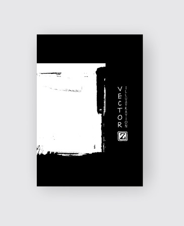 Black ink brush stroke on white background. Japanese style. Vector illustration of grunge circle stainsのイラスト素材