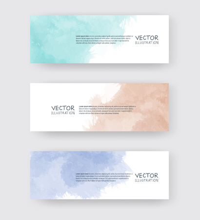 Vector banner shapes collection isolated on white background. Hand drawn abstract paint brush strokes set. Watercolor elements.のイラスト素材