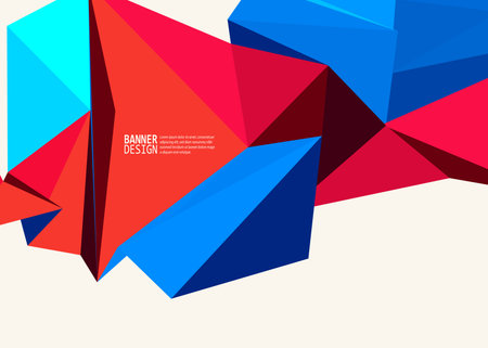 Vector Blue Red Color Triangle Design Templates Brochures, Flyers, Mobile Technologies, Applications, Online Services, Typographic Emblems, Logo, Banners and Infographic. Abstract Modern Background.のイラスト素材