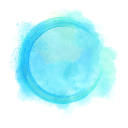 Blue watercolor hand drawn isolated wash spot on white background for text design, web. Abstract cold color brush paint paper grain texture. Sample element for wallpaper, label. Vector illustration.のイラスト素材