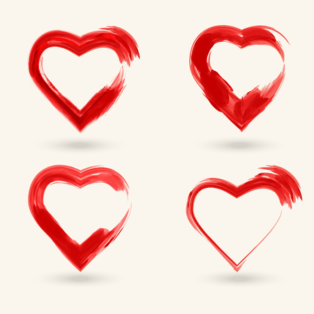 Hand drawn hearts set. Design elements for Valentine's day.のイラスト素材