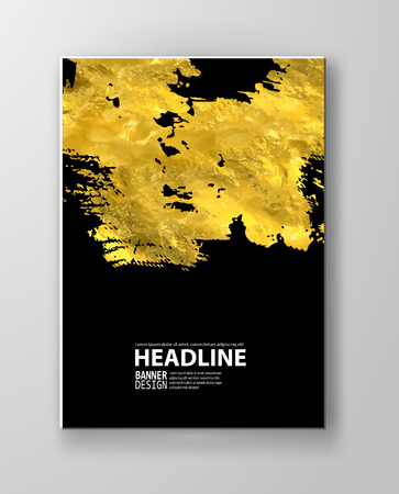 Vector Black and Gold Design Templates for Brochures, Flyers, Mobile Technologies, Applications, Online Services, Typographic Emblems, Banners and Infographic. Golden Abstract Modern Background.のイラスト素材
