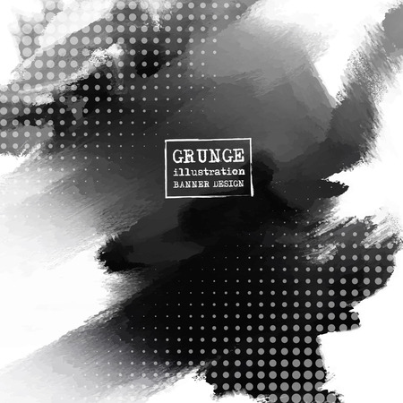 Abstract inkblot background. Monochrome grunge paint design. Vector illustration.のイラスト素材