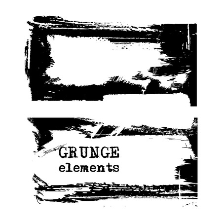 Vector black white paint, ink brush stroke, brush, monochrome elements. Dirty artistic design element, box, frame or background for text. Abstract illustration.のイラスト素材