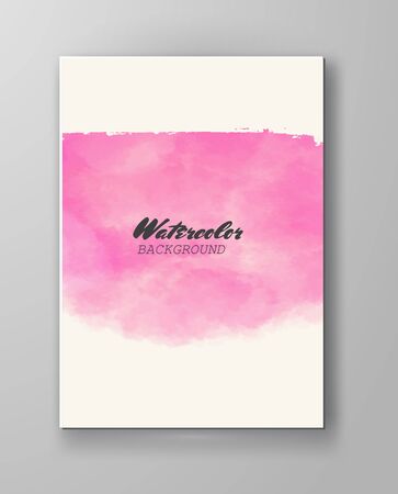 Card with vector hand drawn watercolor background. Coral watercolor element for invitation, postcards, business cards and others.のイラスト素材