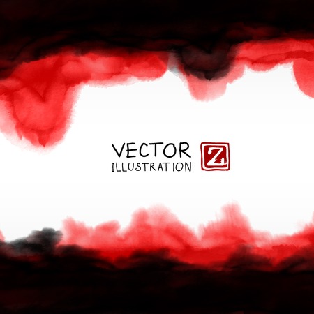 Abstract ink background. Japanese style. Black red white ink in water. Vector illustration.のイラスト素材