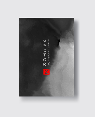 Elegant brochure template design with ink brush elements. Abstract decoration. Vector illustration.のイラスト素材