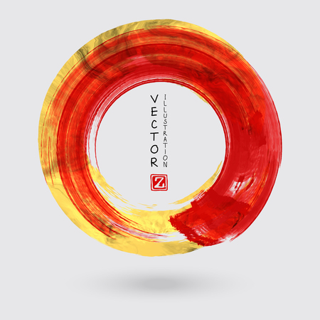 A Vector Red and Gold Circle Design Templates for Brochures, Flyers and Mobile Technologiesのイラスト素材