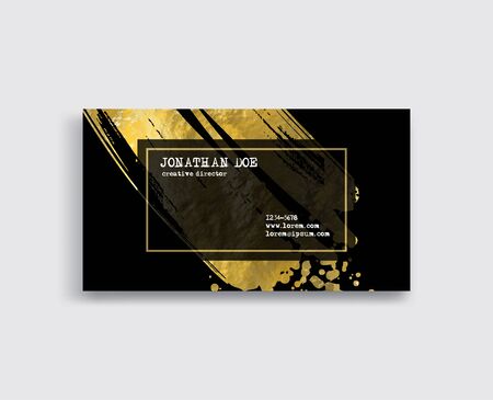 Black and Gold Business Card Template. Vector illustration.のイラスト素材