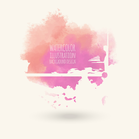 Abstract bright pink watercolor blob on white background. The color splashing in the paper. Hand drawn. Vector illustration.のイラスト素材