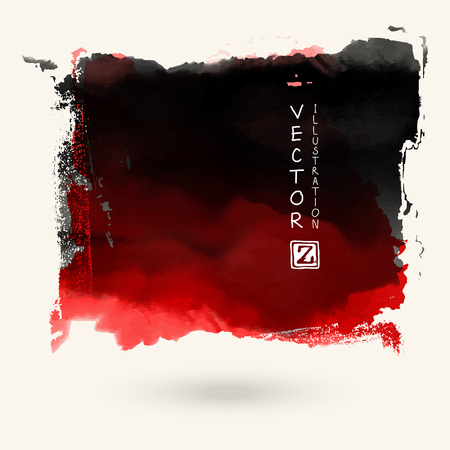 Vector black red color brush strokes. Watercolor monochrome Grunge isolated elements. Smoke brushes for your design. Freehand. Ink splash. Acrylic stamp. Vector illustrationのイラスト素材