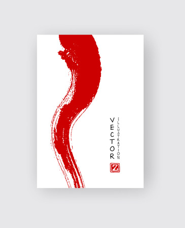 Black ink brush stroke on white background. Japanese style. Vector illustration of grunge circle stainsのイラスト素材