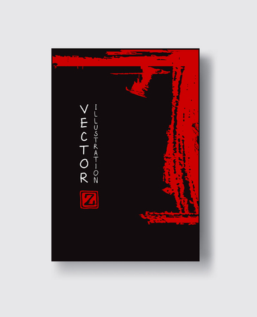 Elegant brochure template design with ink brush elements. Abstract decoration. Vector illustration.のイラスト素材