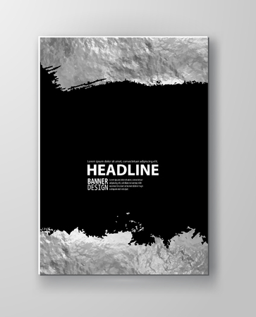 Vector Black and Silver Design Templates for Brochures, Flyers, Mobile Technologies, Applications, Online Services, Typographic Emblems, Logo, Banners and Infographic. Chrome Abstract Modern Background.のイラスト素材