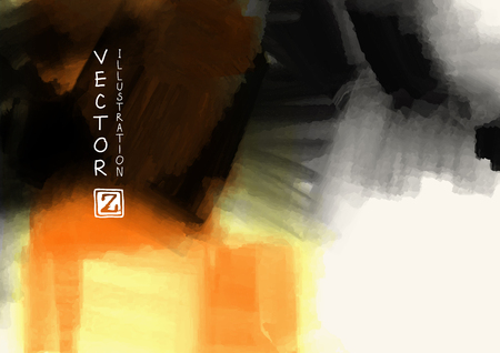 Elegant template design with orange, gold, yellow, black ink brush elements. Abstract decoration. Vector illustration.のイラスト素材