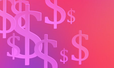 Color gradient vector background with signs of dollars. Modern abstract illustration with banking symbols.のイラスト素材