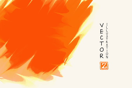 Vector of orange brush strokes poster. Grunge isolated elements. Smoke brushes for your design. Freehand. Watercolor splash. Acrylic stamp. Vector illustrationのイラスト素材
