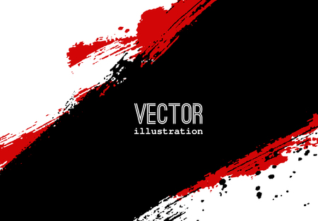 Paint black and red banner. Brush stroke. Vector grunge background with place for your text.のイラスト素材