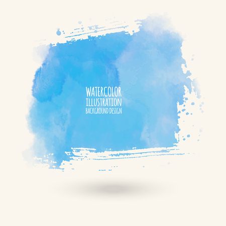 Abstract bright blue watercolor blob on white background. The color splashing in the paper. Hand drawn. Vector illustration.のイラスト素材