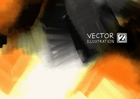 Elegant template design with orange, gold, yellow, black ink brush elements. Abstract decoration. Vector illustration.のイラスト素材
