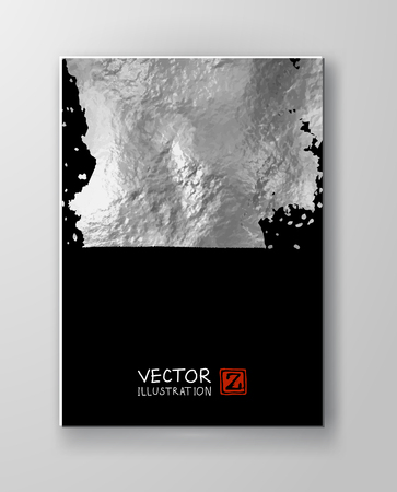 Vector Black and Silver Design Templates for Brochures, Flyers, Mobile Technologies, Applications, Online Services, Typographic Emblems, Logo, Banners. Chrome Abstract Modern Background.のイラスト素材