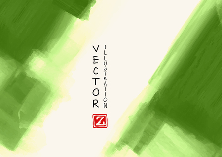 Abstract ink background. Japanese style. Green, white ink on white. Vector illustrationのイラスト素材
