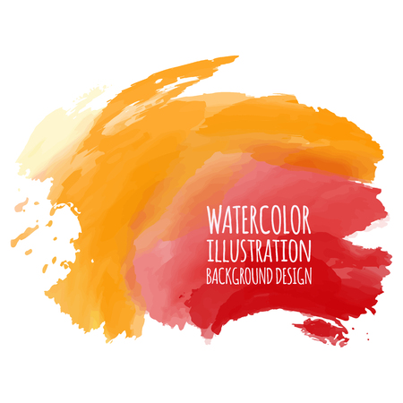 Abstract red orange autumn watercolor blob on white background. The color splashing in the paper. Hand drawn. Vector illustration.のイラスト素材