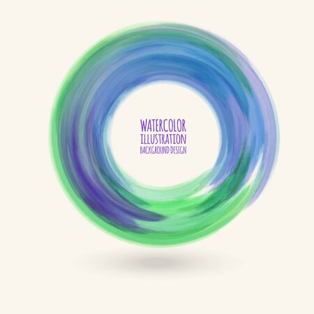 Watercolor blue texture. Ink round stroke on white background. Simple style. Vector illustration of grunge circle stains.のイラスト素材