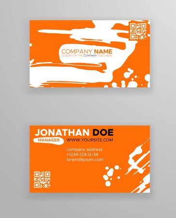 Creative business card templates with minimalistic design. Abstract ink brush strokes. Vector Illustration.のイラスト素材