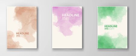 Set of abstract color vector watercolor poster illustrationのイラスト素材