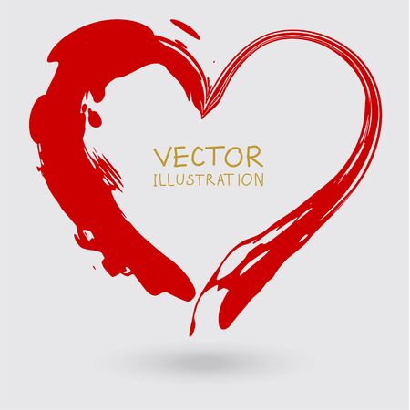 Vector sign of the heart. Hand painted ink element isolated on white background.のイラスト素材