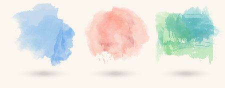 Vector watercolor stains on isolated white background set. Abstract illustrationのイラスト素材