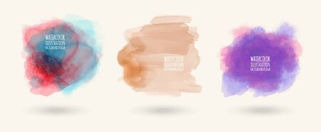 Vector watercolor stains on isolated white background set. Abstract illustrationのイラスト素材