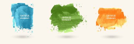 Vector watercolor stains on isolated white background set. Abstract illustrationのイラスト素材