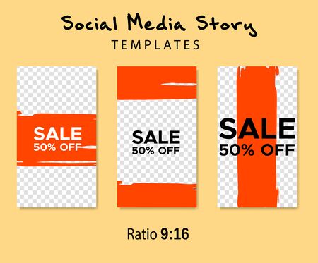Grunge minimal shape template set. Design elements template for social media stories, story, business banner, flyer, brochure.のイラスト素材