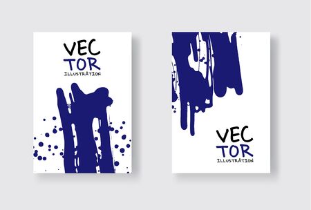 Phantom Blue ink brush stroke on white background. Japanese style. Vector illustration of grunge wave stains.Vector brushes illustration.のイラスト素材