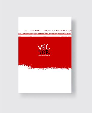 Black red ink brush stroke on white background. Minimalistic style. Vector illustration of grunge element stains.Vector brushes illustration.のイラスト素材