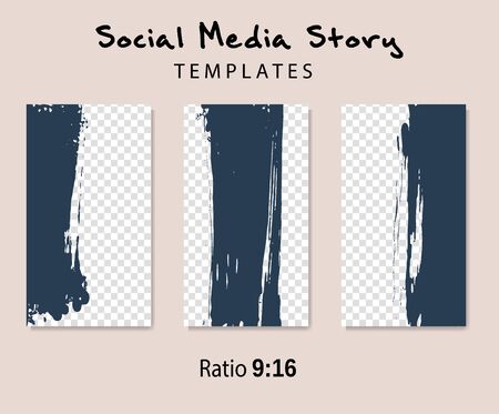 Abstract ink brush banners with grunge effect. Vector illustrationのイラスト素材