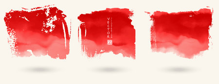 Vector set of splash stains texture banners. Red and white abstract vector illustration.のイラスト素材