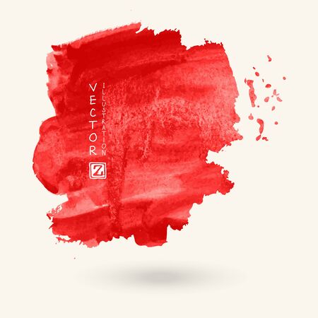 Red ink paint spots. Drops watercolor texture isolated on white background. grunge splash textures. Abstract vector illustration.のイラスト素材