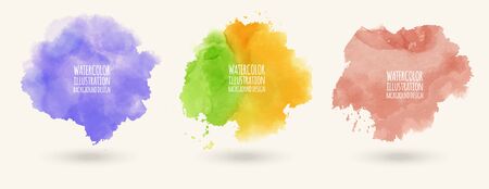 Colors watercolor paint stains vector backgrounds setのイラスト素材