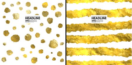 Vector pattern hand-drawn golden texture set, background for invitations and greeting cardsのイラスト素材