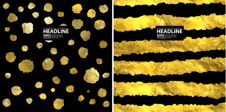 Vector pattern hand-drawn golden texture set, background for invitations and greeting cardsのイラスト素材