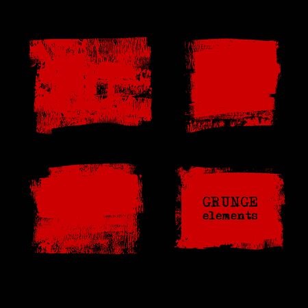Abstract grunge stamp element set on black background. Vector illustrationのイラスト素材