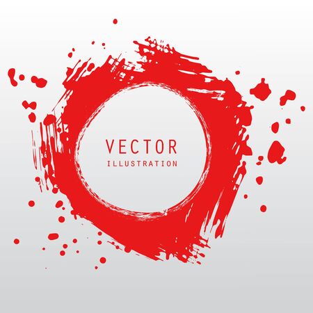 vector splats splashes and blobs of red ink paint in different shapes drips isolated on whiteのイラスト素材