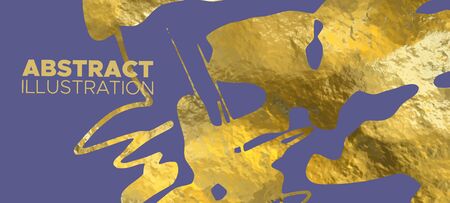 Vector Purple and Gold Design Templates for Brochures, Flyers, Mobile Technologies, Applications, Online Services, Typographic Emblems, Banners and Infographic. Golden Abstract Background.のイラスト素材