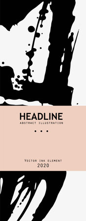 Black ink brush stroke on white background. Japanese style. Vector illustration of grunge stainsのイラスト素材