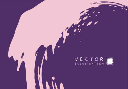 Abstract ink background. Chinese japanese calligraphy art style, coral paint stroke texture on purple paper. Design for poster, card, banner, book, cover, brochure and web design. Vector illustration.のイラスト素材