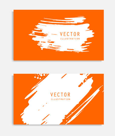 Abstract ink brush banners set with grunge effect. Japanese style. Vector illustrationのイラスト素材